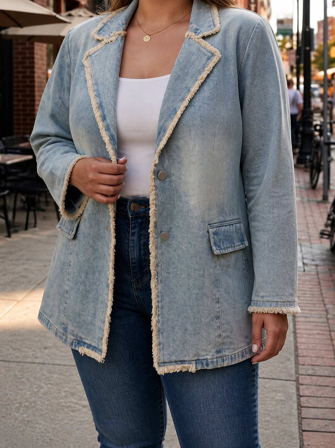 Blazer Donna Oversize con Bordi Grezzi