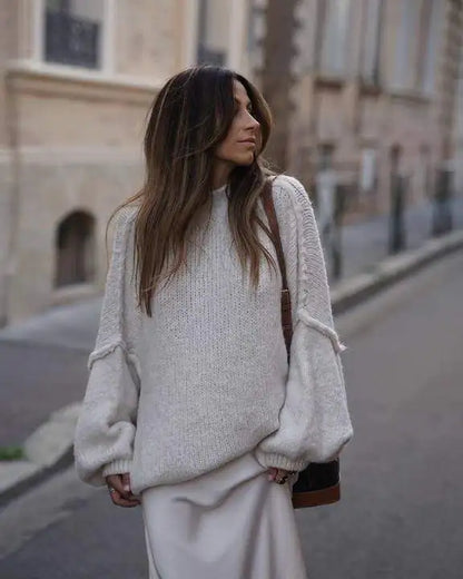 Maglione Oversize Donna Girocollo Maniche Lunghe