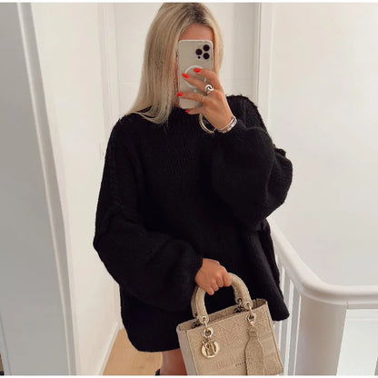 Maglione Oversize Donna Girocollo Maniche Lunghe
