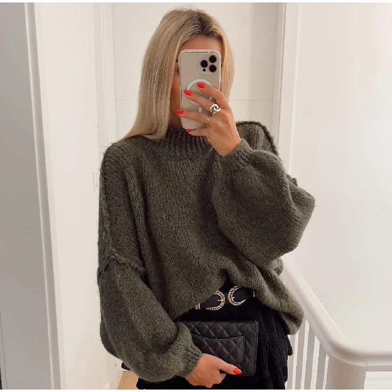 Maglione Oversize Donna Girocollo Maniche Lunghe