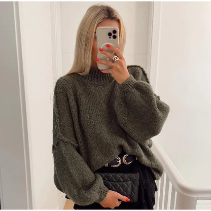 Maglione Oversize Donna Girocollo Maniche Lunghe