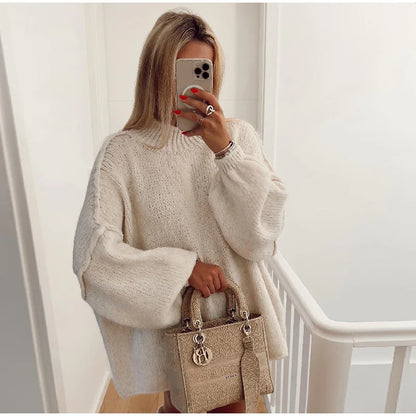 Maglione Oversize Donna Girocollo Maniche Lunghe