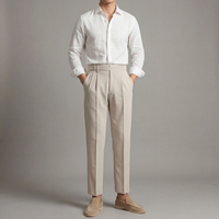 Pantaloni Uomo con Pinces Gamba Dritta e Linguette