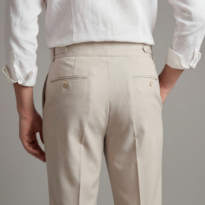 Pantaloni Uomo con Pinces Gamba Dritta e Linguette