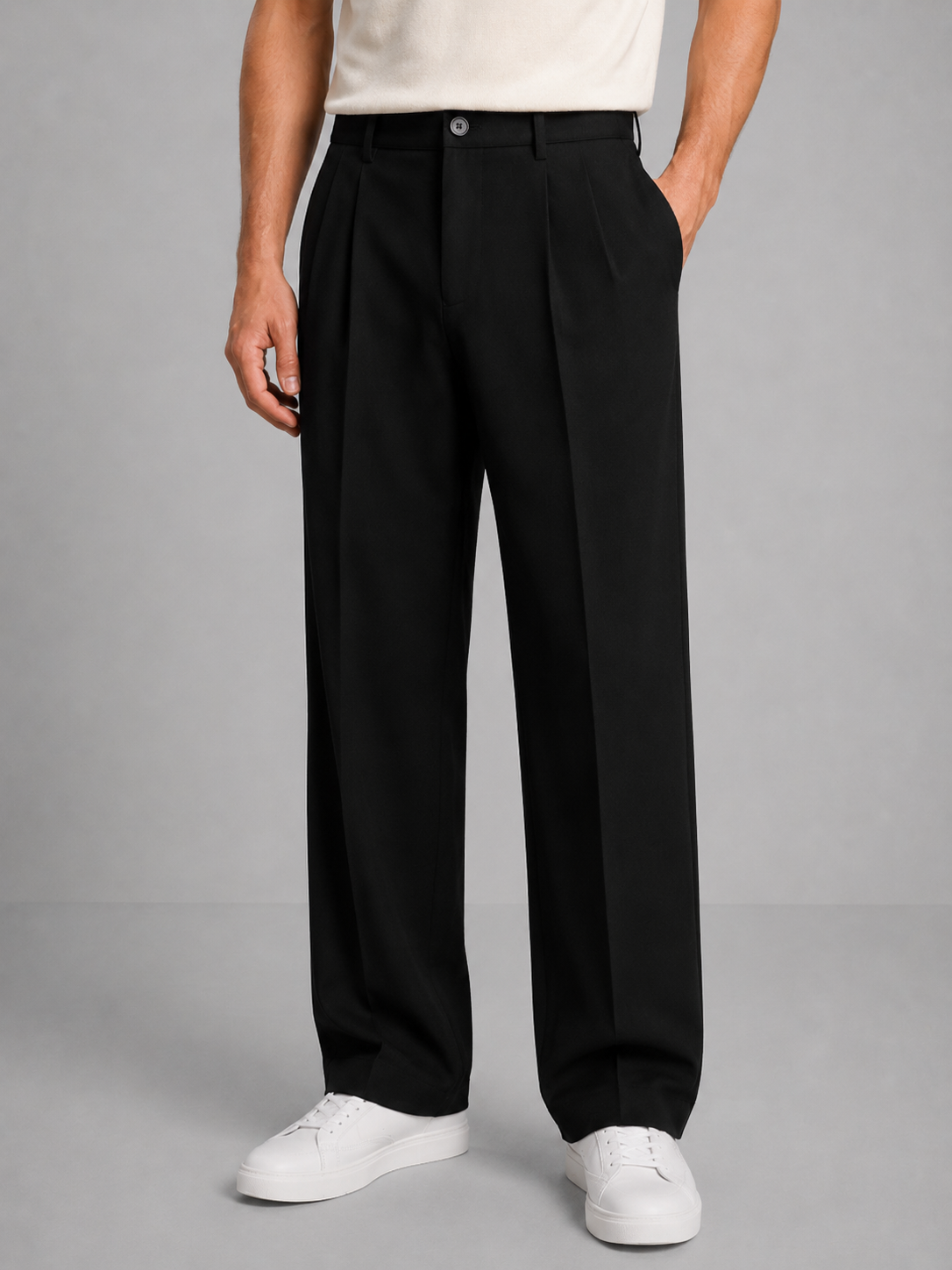 Pantaloni Uomo Dritti con Pinces e Passanti