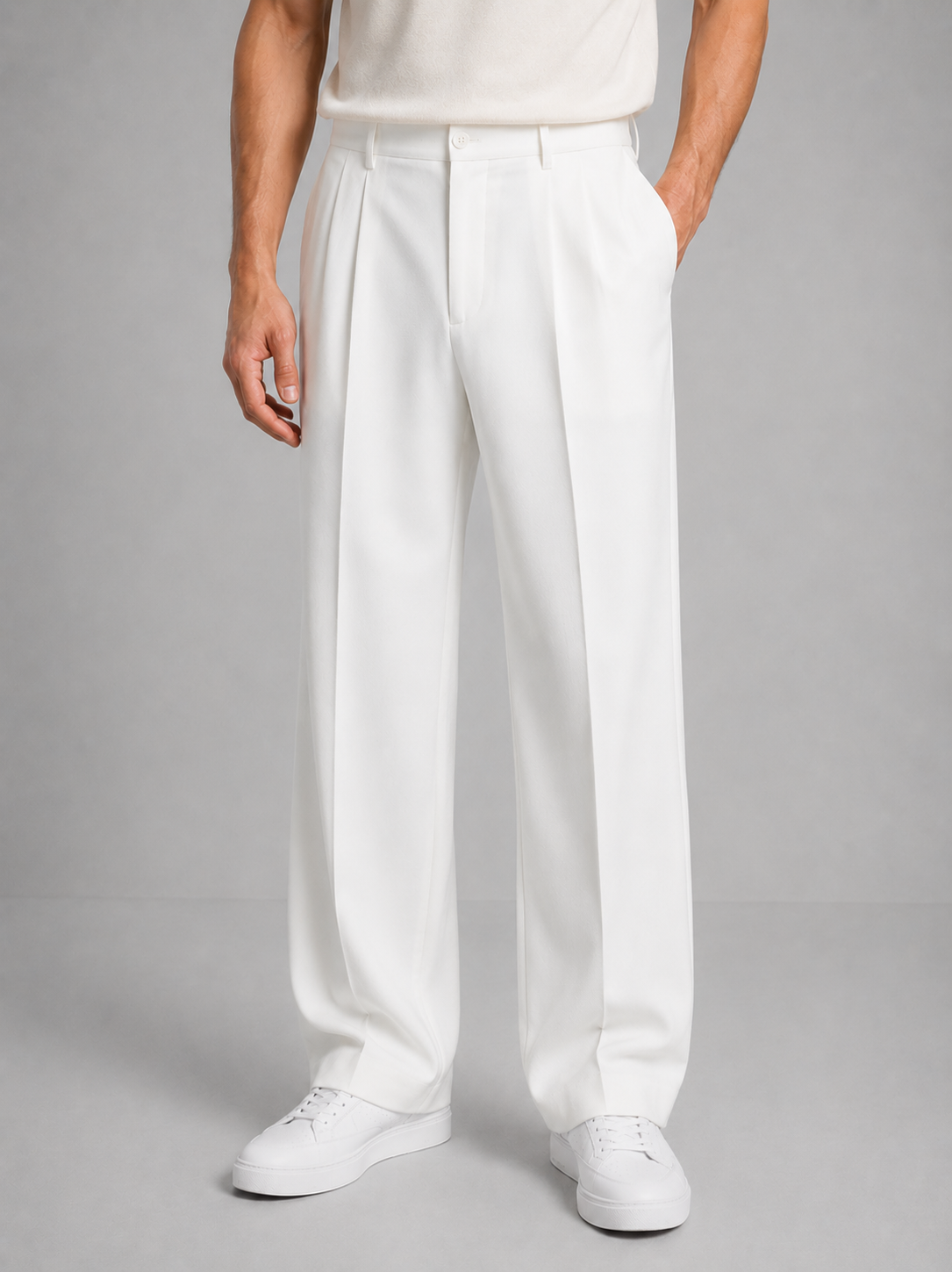Pantaloni Uomo Dritti con Pinces e Passanti