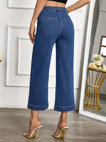 Pantaloni cropped da donna con chiusura a più bottoni