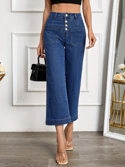 Pantaloni cropped da donna con chiusura a più bottoni