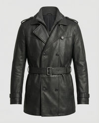 Trench Uomo Doppiopetto Nero Slim con Spalline