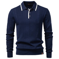 Maglione Polo Uomo con Colletto a Contrasto