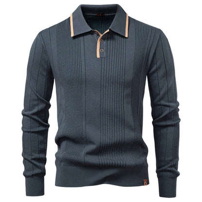 Maglione Polo Uomo con Colletto a Contrasto