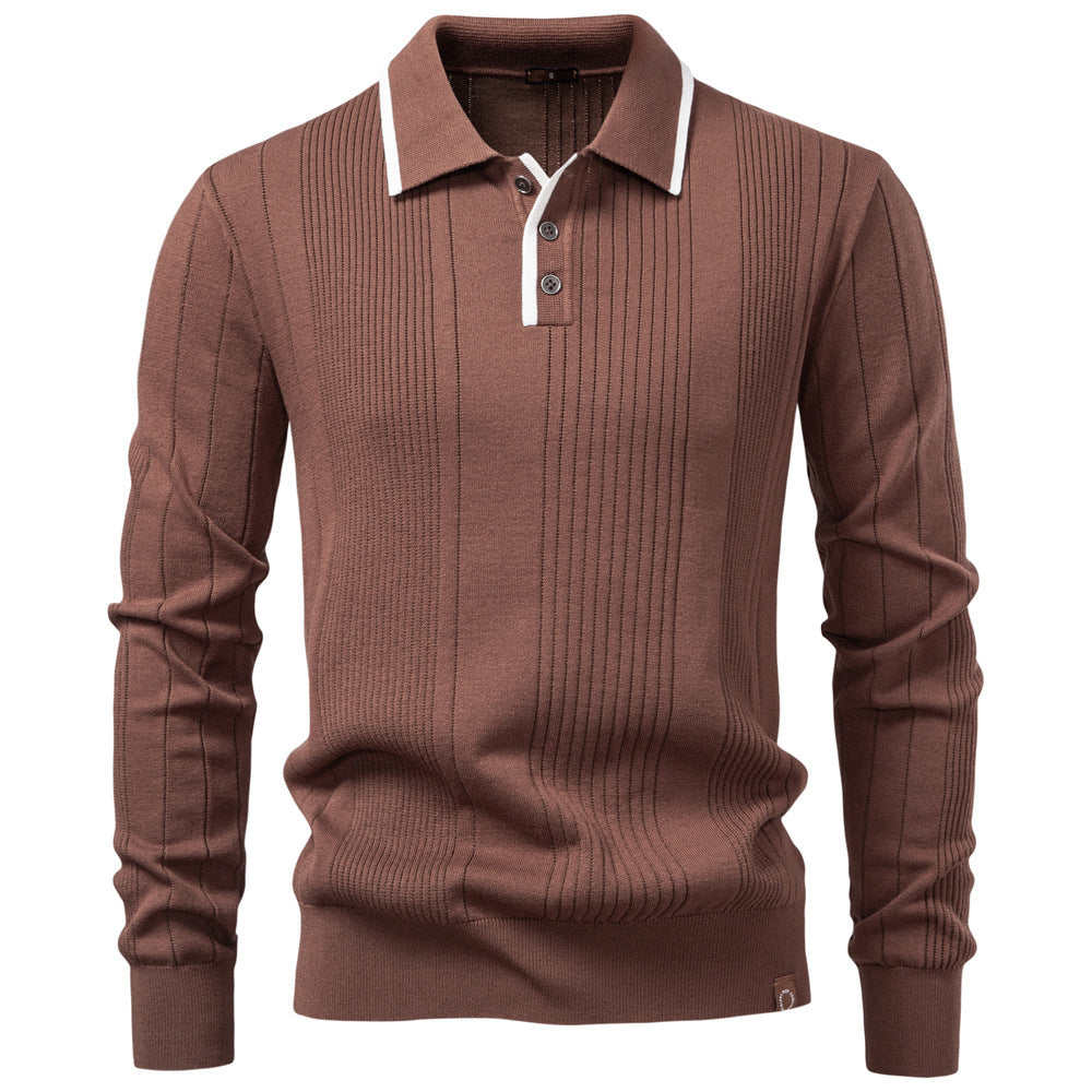 Maglione Polo Uomo con Colletto a Contrasto