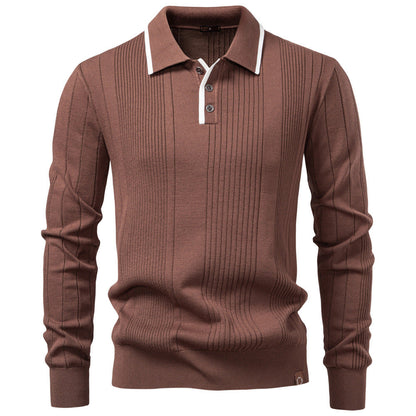 Maglione Polo Uomo con Colletto a Contrasto