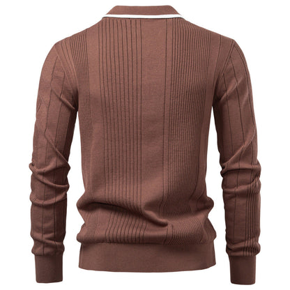 Maglione Polo Uomo con Colletto a Contrasto