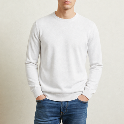 Maglione Uomo Girocollo Tinta Unita a Costine