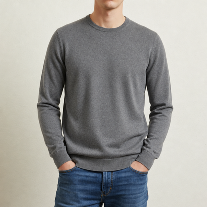 Maglione Uomo Girocollo Tinta Unita a Costine