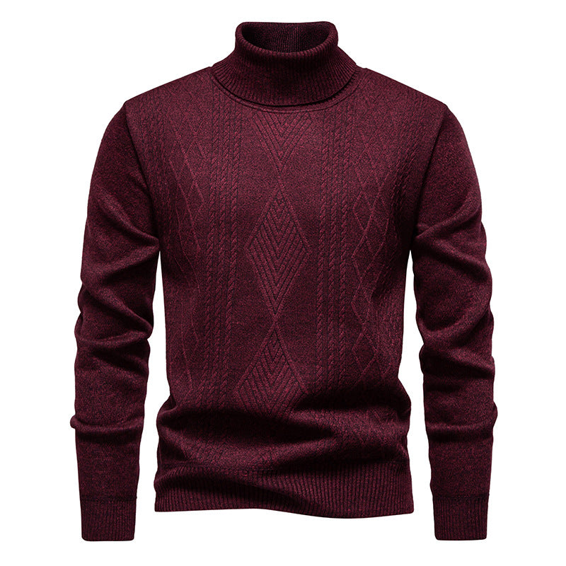 Maglione Collo Alto Uomo con Trecce Geometriche