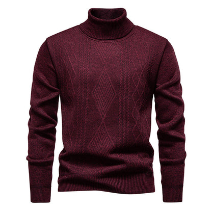 Maglione Collo Alto Uomo con Trecce Geometriche