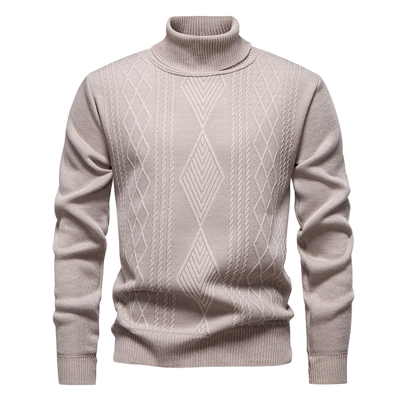 Maglione Collo Alto Uomo con Trecce Geometriche