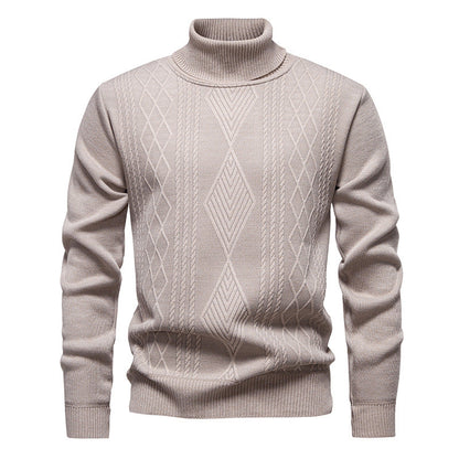 Maglione Collo Alto Uomo con Trecce Geometriche