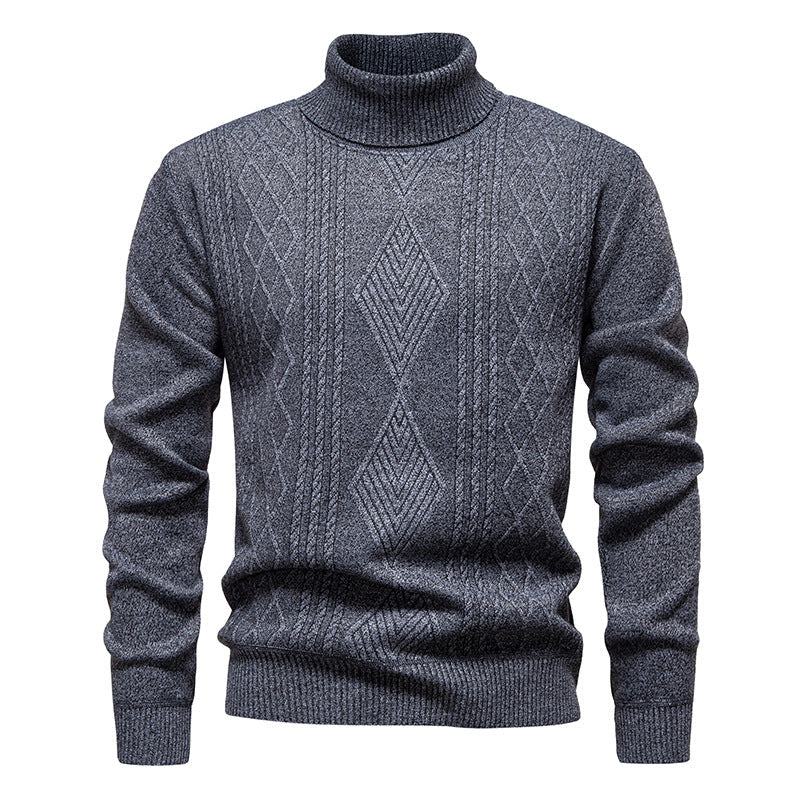 Maglione Collo Alto Uomo con Trecce Geometriche