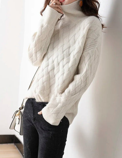 Maglione Dolcevita Donna Oversize a Trecce