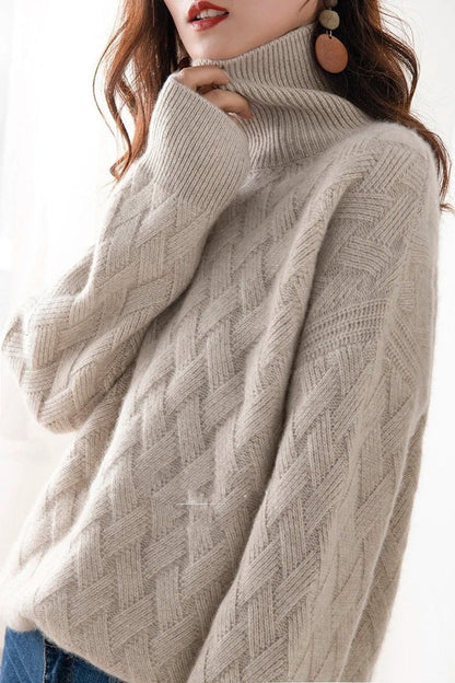 Maglione Dolcevita Donna Oversize a Trecce