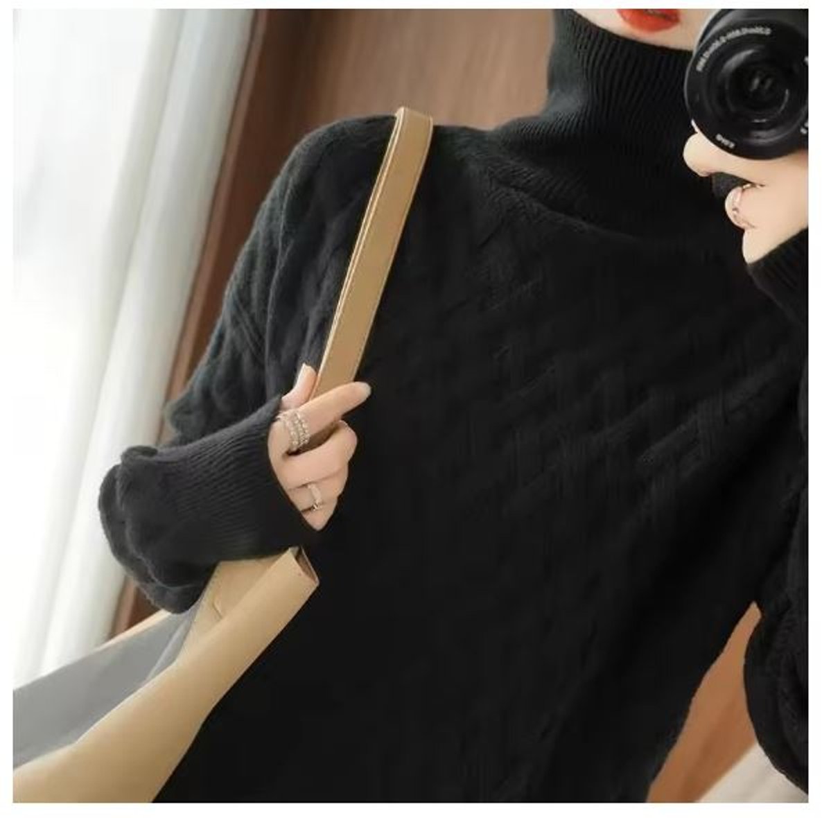 Maglione Dolcevita Donna Oversize a Trecce
