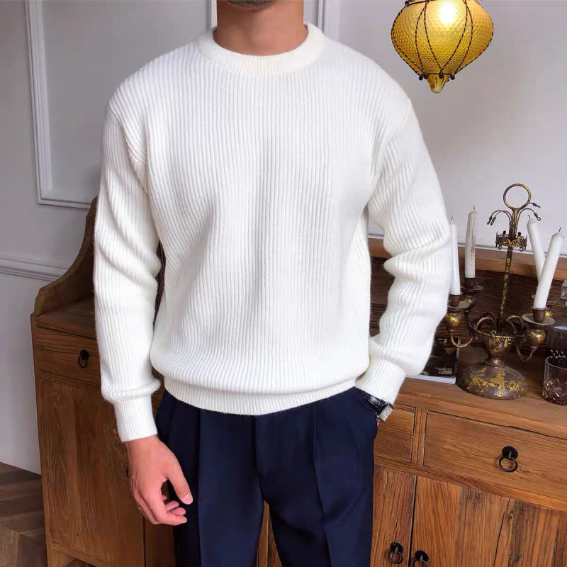 Maglione Girocollo Uomo a Coste Maniche Lunghe