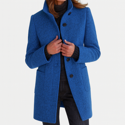 Cappotto Donna Collo alla Coreana con Tasche Applicate