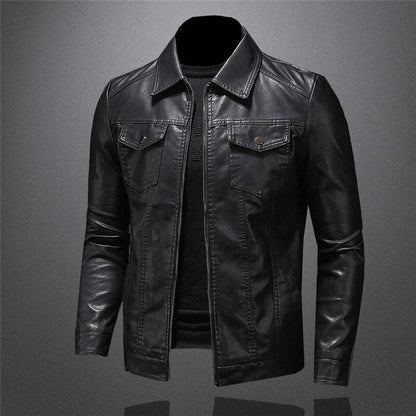 Giacca Biker Uomo Nera con Collo alla Coreana
