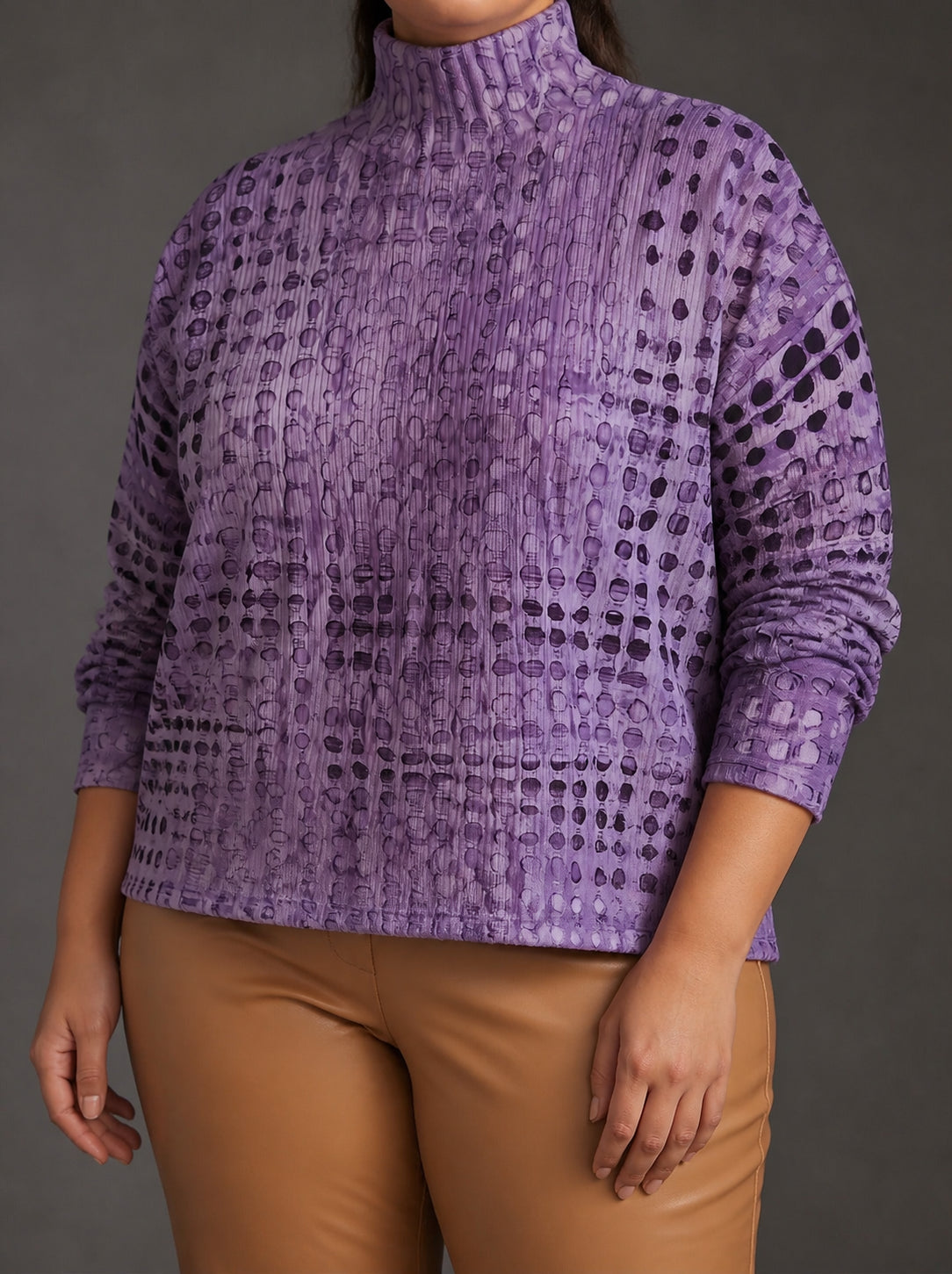Maglione Dolcevita Donna Oversize Motivo Geometrico