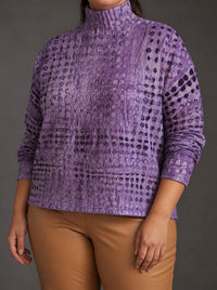 Maglione Dolcevita Donna Oversize Motivo Geometrico
